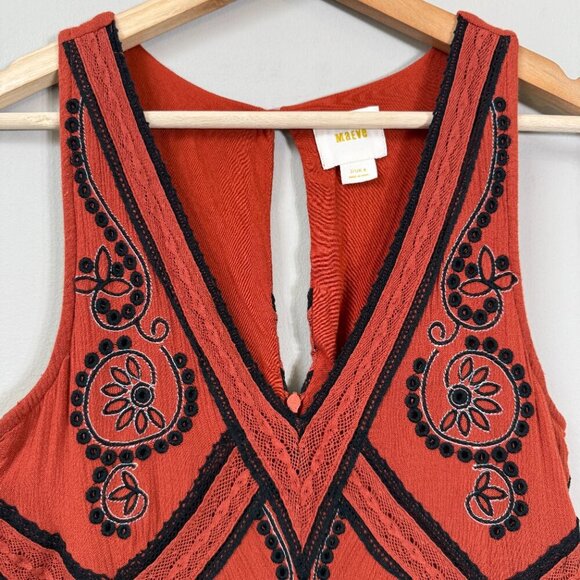 Maeve Anthropologie Desert Embroidered Jumpsuit Women's 2 Orange Wide Leg Crop - Picture 8 of 16